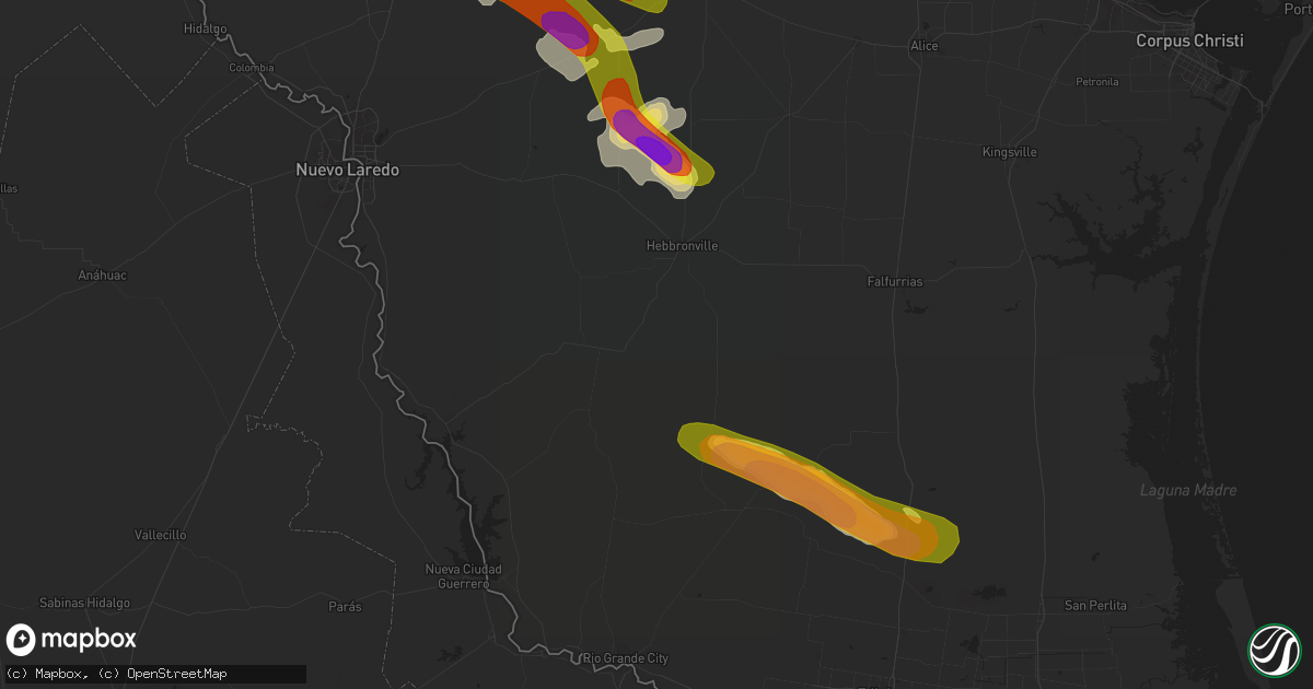 Hail map in Hebbronville, TX on April 3, 2020