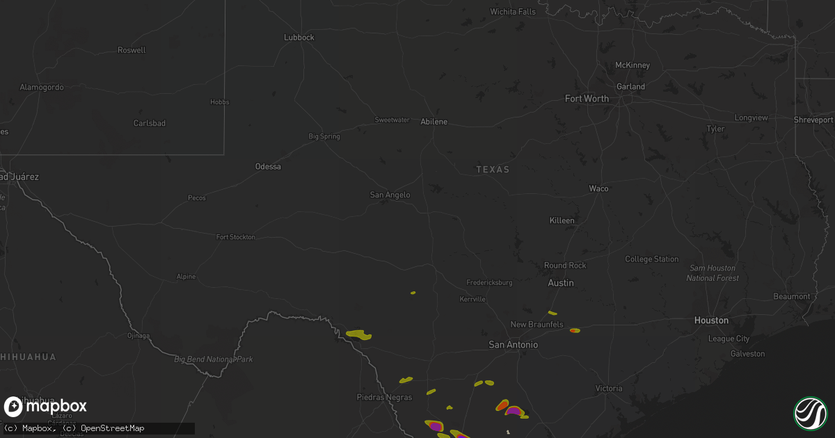 Hail map in Texas on April 3, 2020