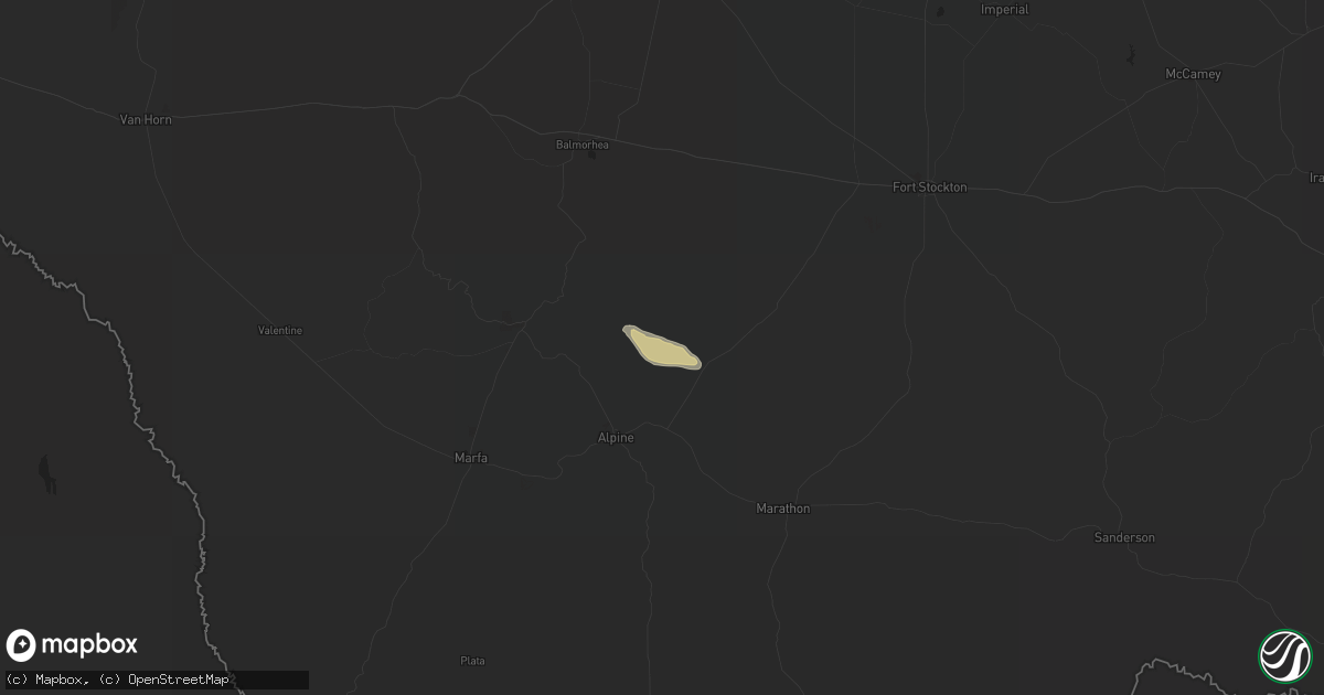 Hail map in Alpine, TX on April 3, 2021