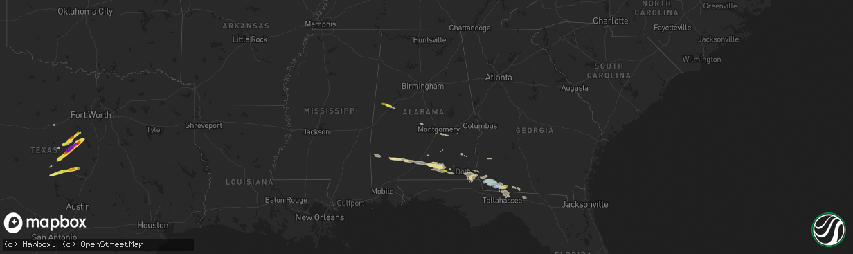 Hail map in Alabama on April 3, 2023