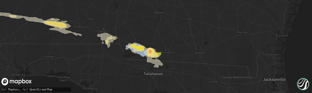 Hail map in Cairo, GA on April 3, 2023