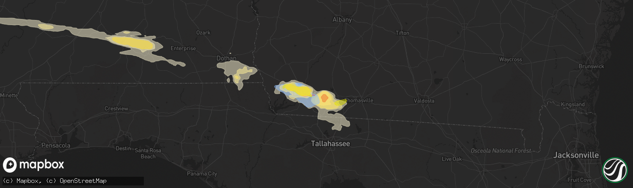 Hail map in Climax, GA on April 3, 2023