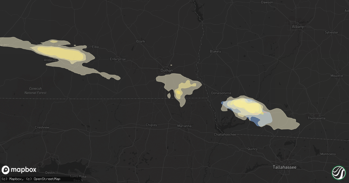 Hail map in Cottonwood, AL on April 3, 2023