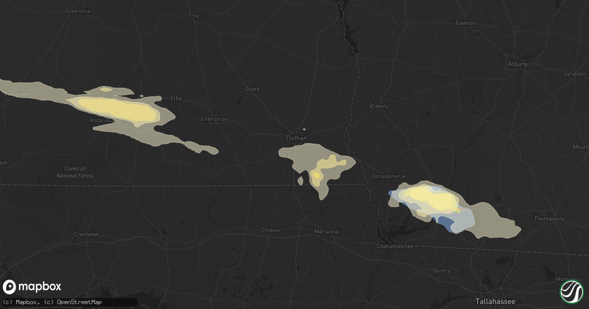 Hail map in Dothan, AL on April 3, 2023
