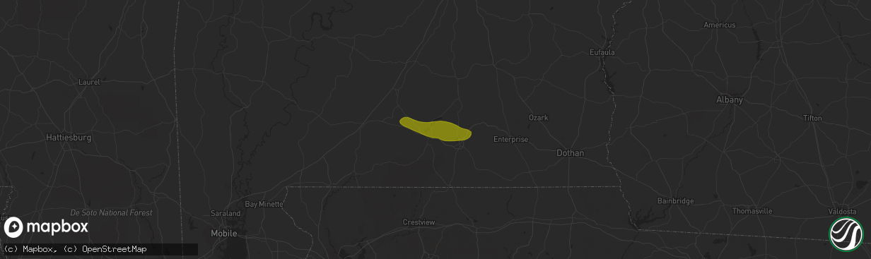 Hail map in Dozier, AL on April 3, 2023