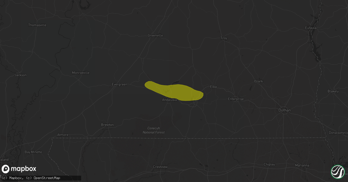 Hail map in Dozier, AL on April 3, 2023