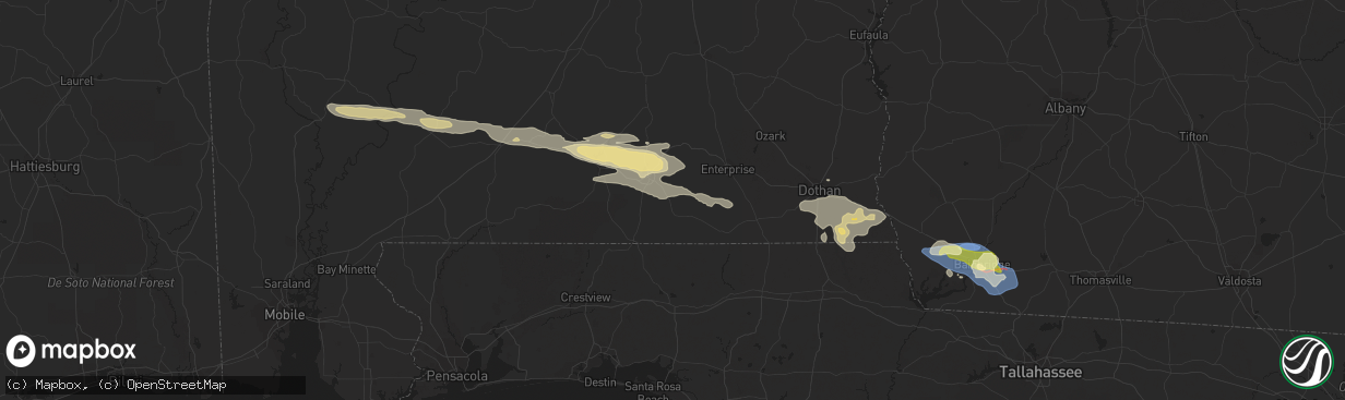 Hail map in Evergreen, AL on April 3, 2023