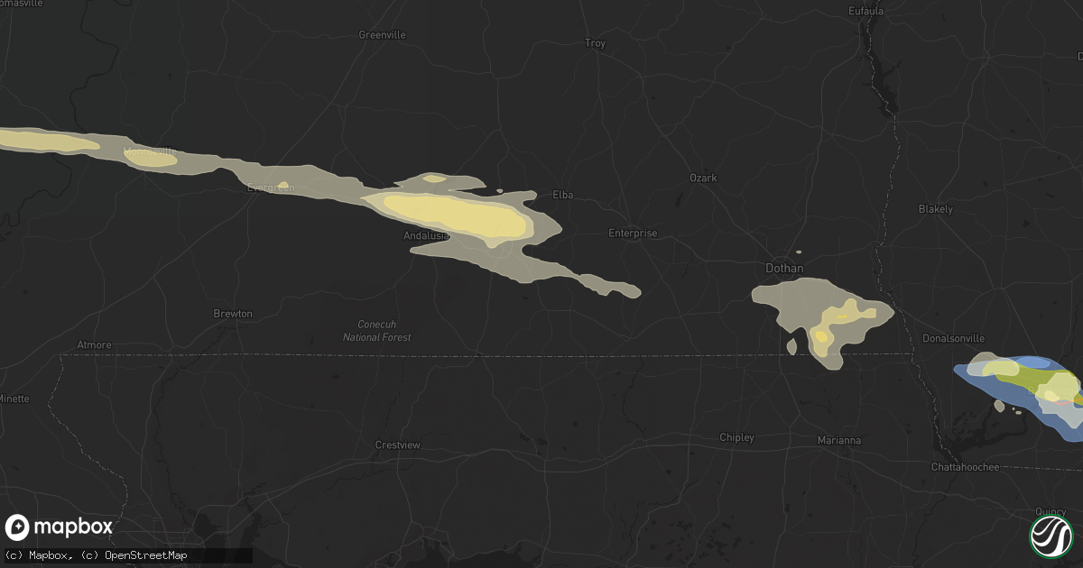 Hail map in Evergreen, AL on April 3, 2023
