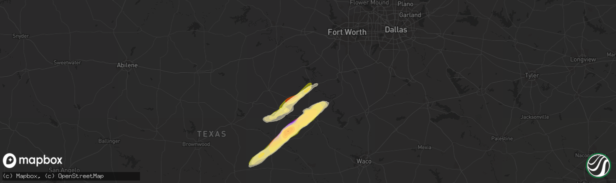 Hail map in Glen Rose, TX on April 3, 2023