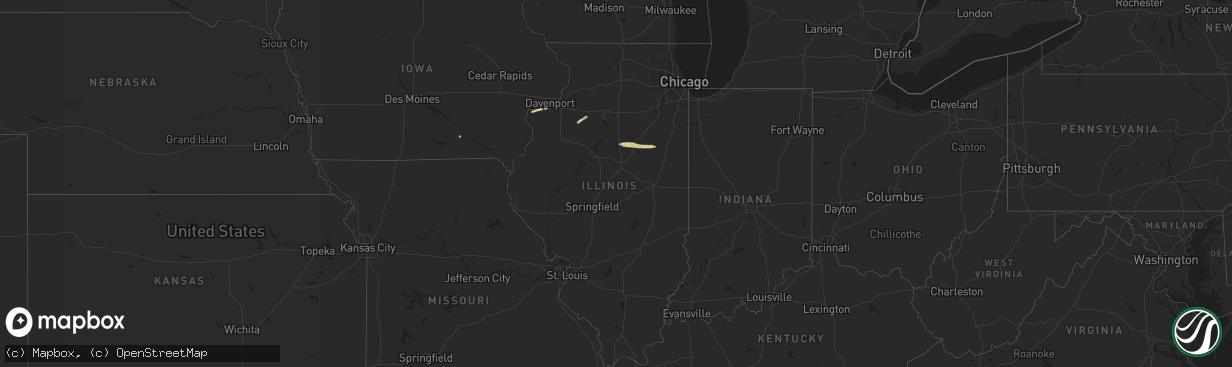 Hail map in Illinois on April 3, 2023