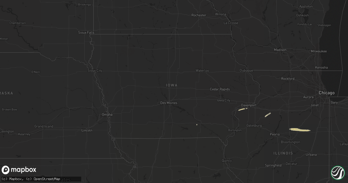 Hail map in Iowa on April 3, 2023