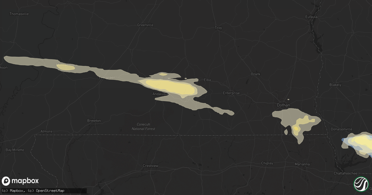 Hail map in Opp, AL on April 3, 2023