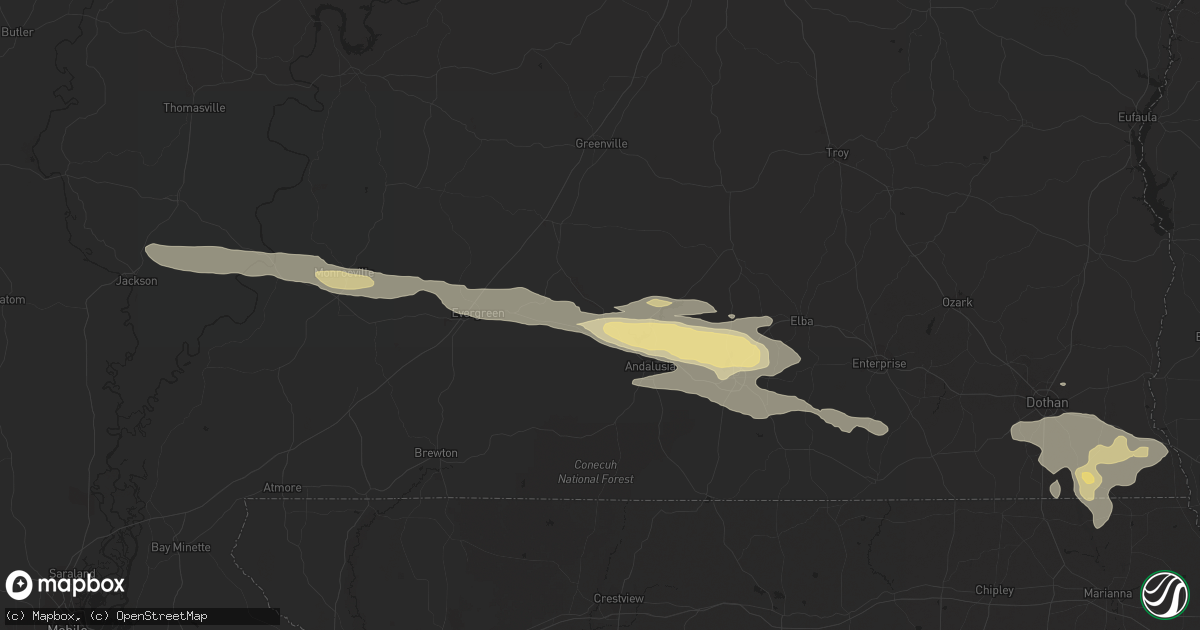 Hail map in Red Level, AL on April 3, 2023