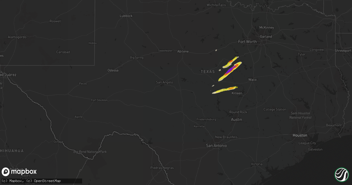 Hail map in Texas on April 3, 2023