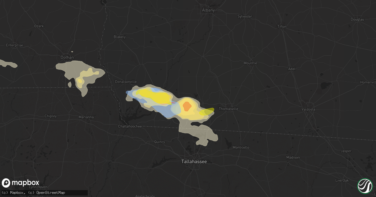 Hail map in Whigham, GA on April 3, 2023