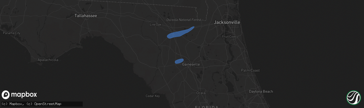 Hail map in Alachua, FL on April 3, 2024