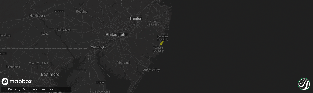 Hail map in Barnegat, NJ on April 3, 2024