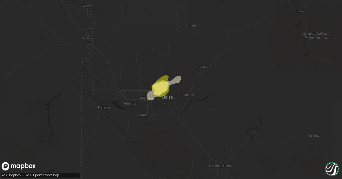 Hail map in Boise, ID on April 3, 2024