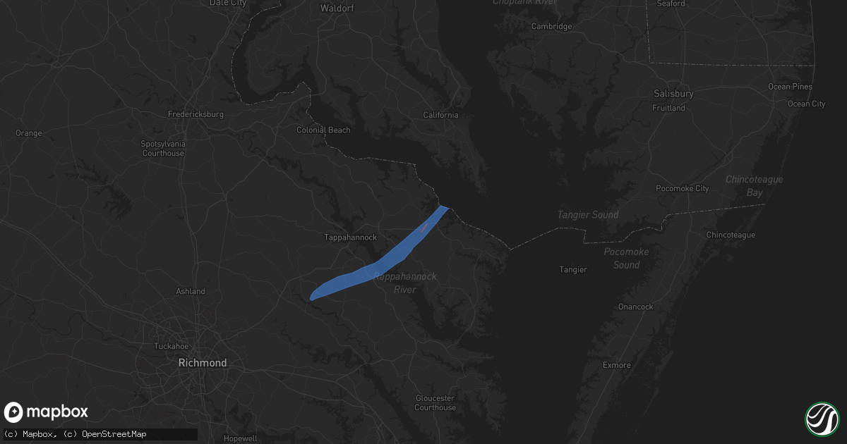 Hail map in Callao, VA on April 3, 2024