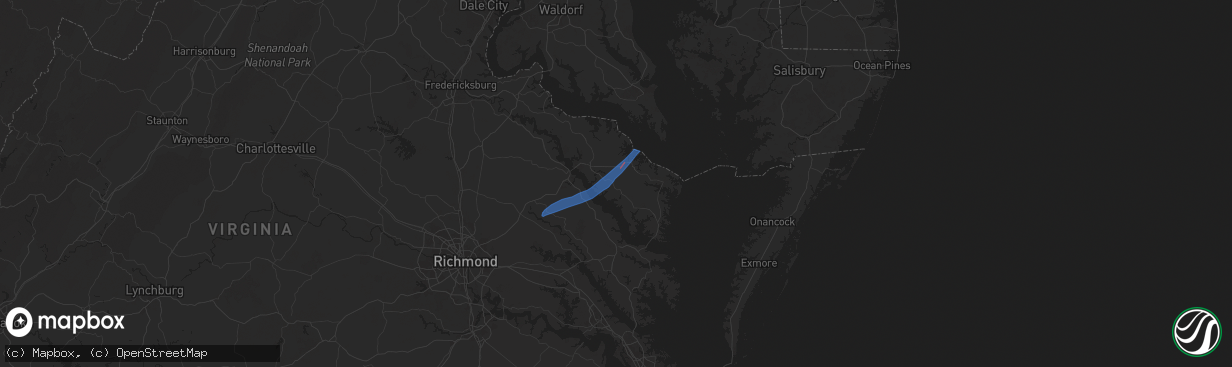 Hail map in Farnham, VA on April 3, 2024