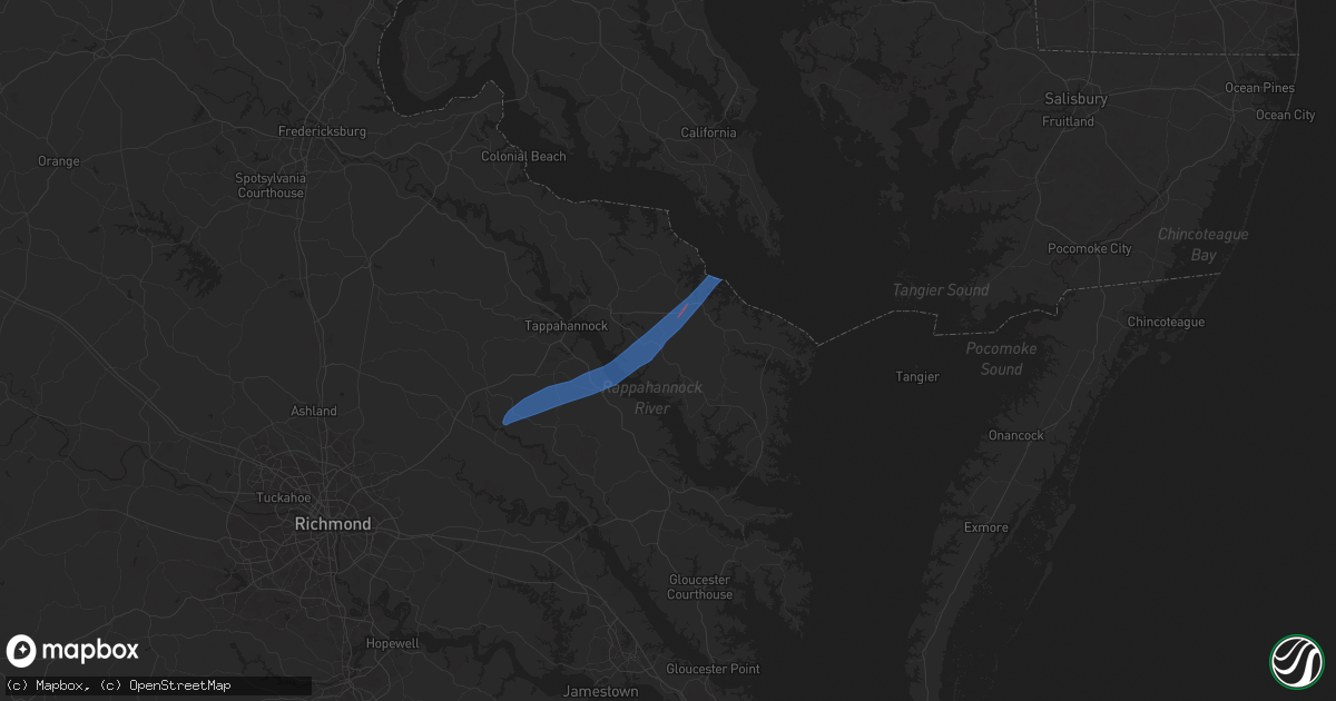 Hail map in Farnham, VA on April 3, 2024