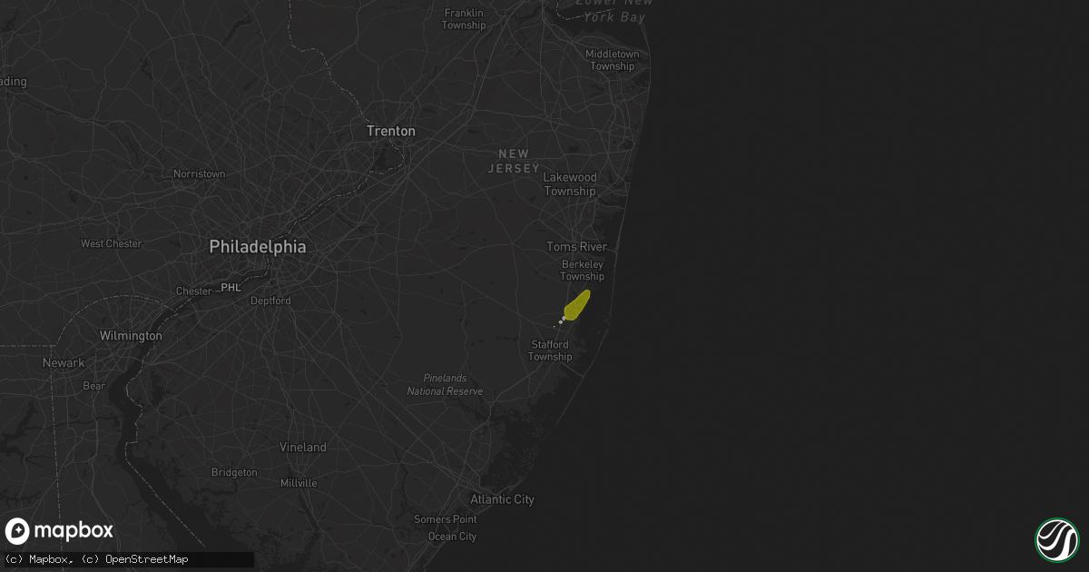 Hail map in Forked River, NJ on April 3, 2024