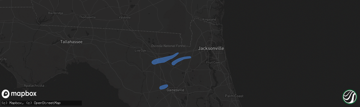 Hail map in Glen Saint Mary, FL on April 3, 2024