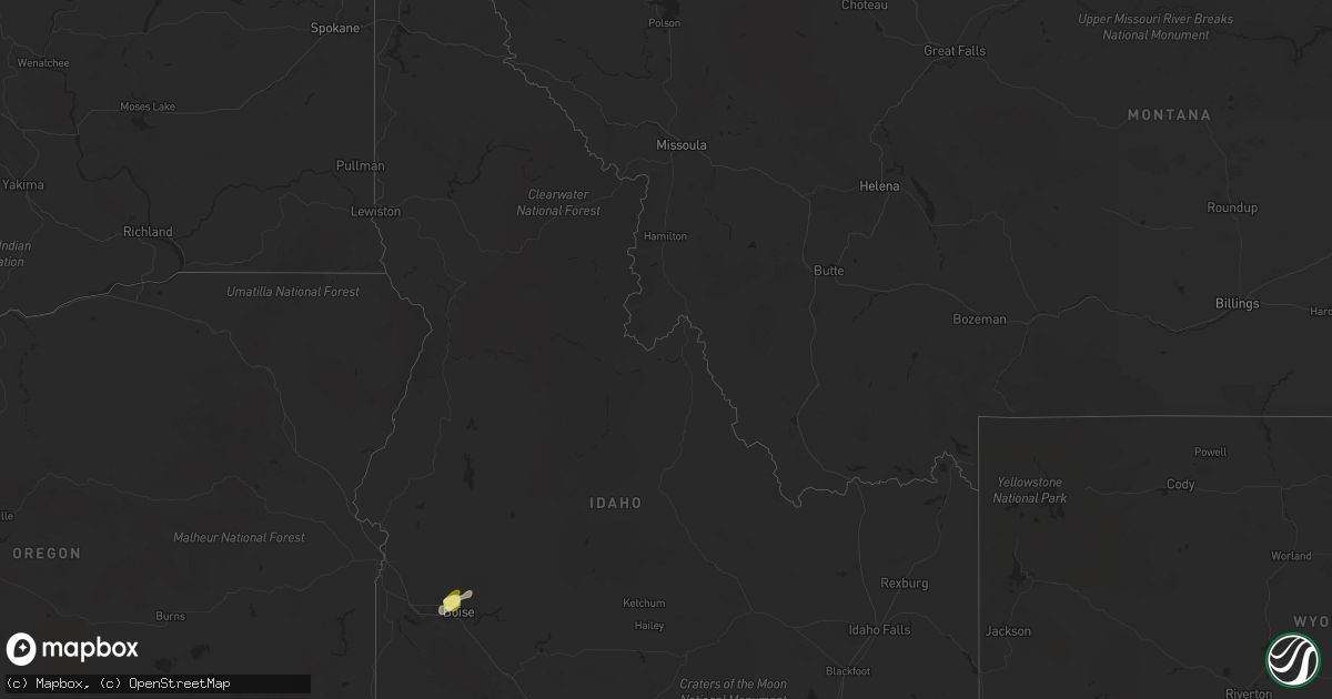 Hail map in Idaho on April 3, 2024