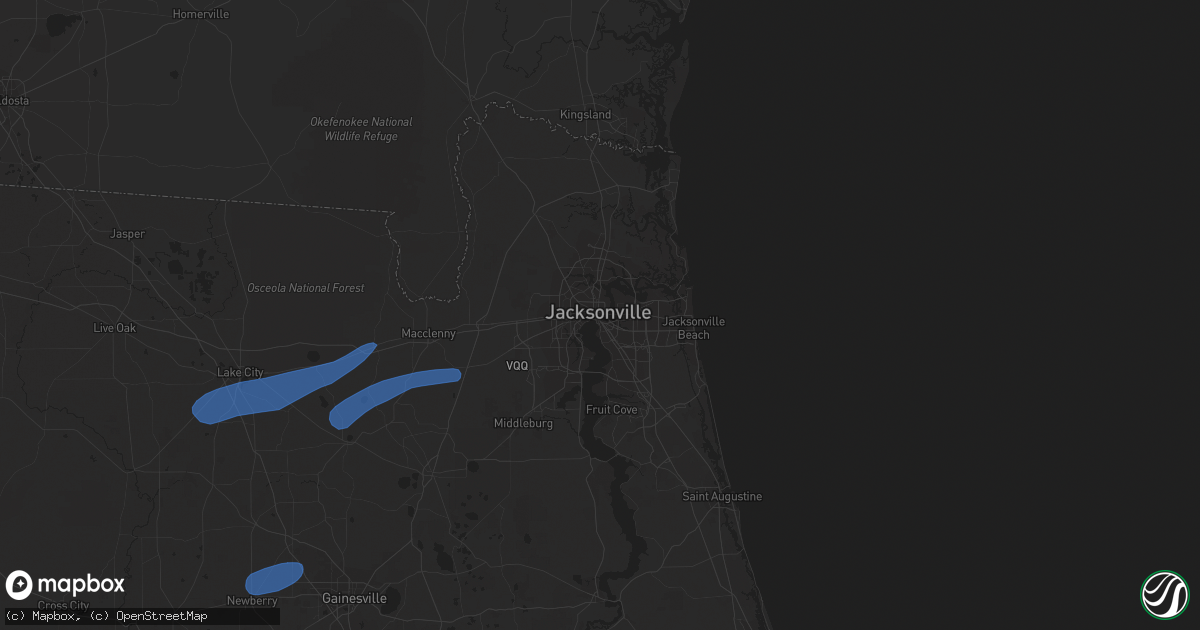 Hail map in Jacksonville, FL on April 3, 2024