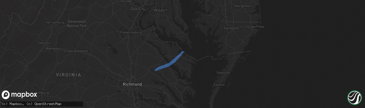 Hail map in Lottsburg, VA on April 3, 2024