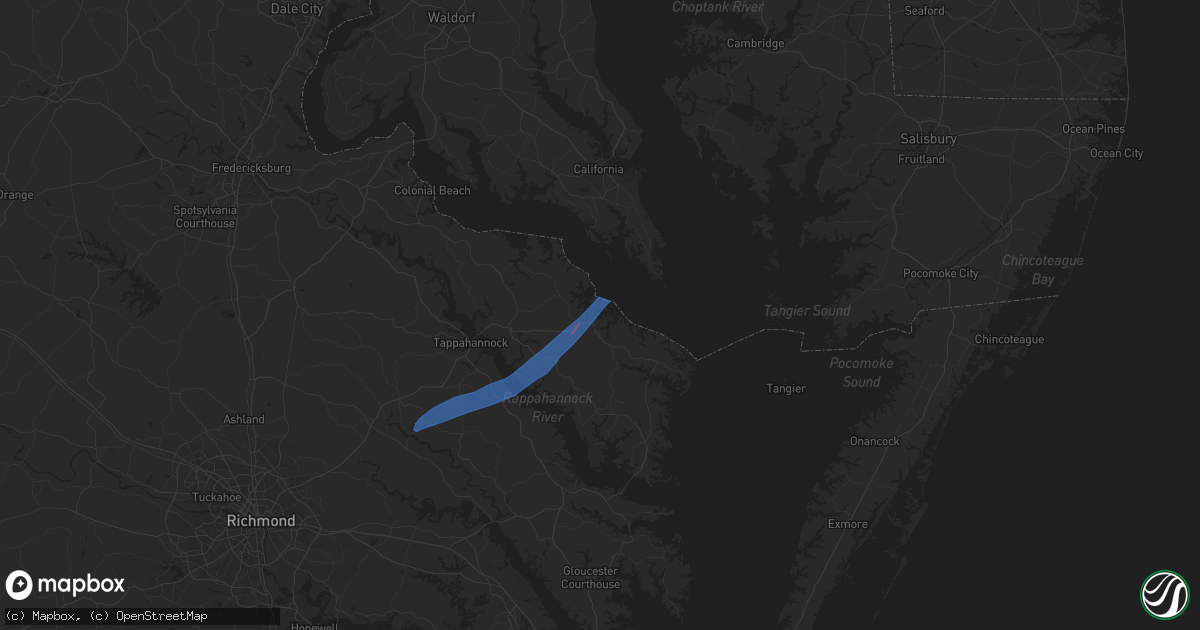 Hail map in Lottsburg, VA on April 3, 2024