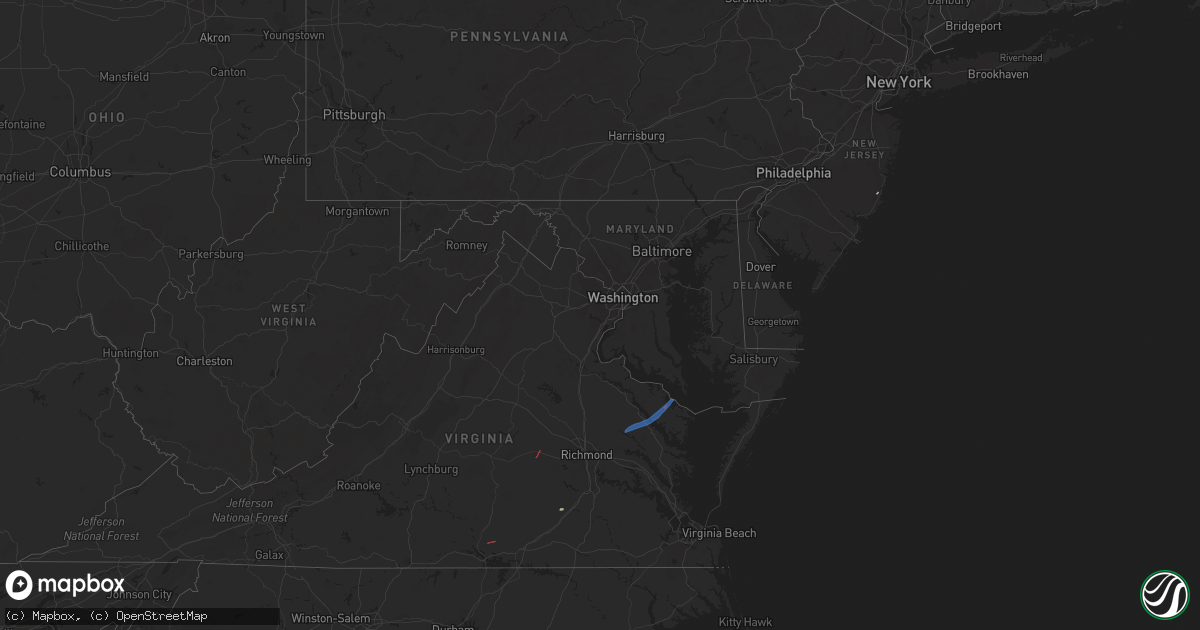 Hail map in Maryland on April 3, 2024