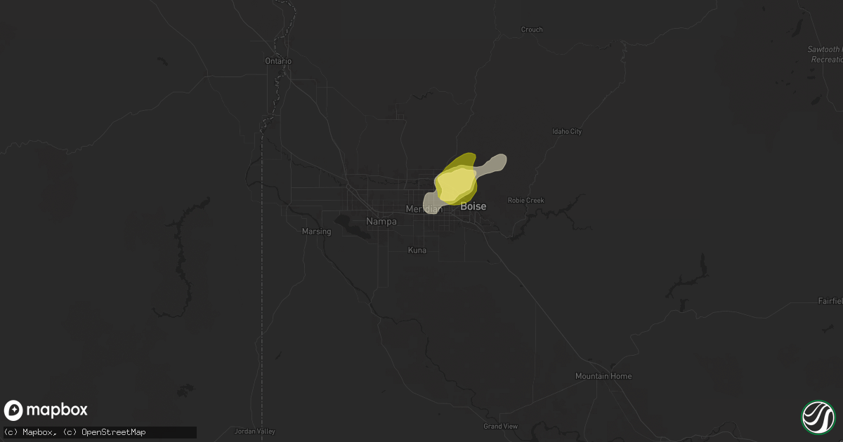 Hail map in Meridian, ID on April 3, 2024