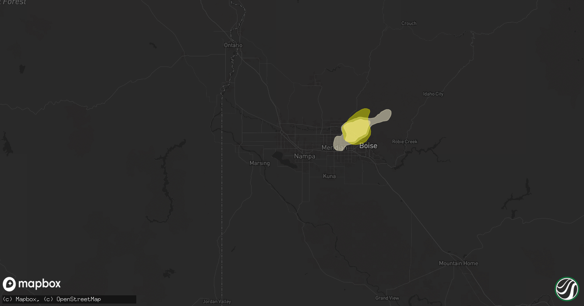 Hail map in Nampa, ID on April 3, 2024