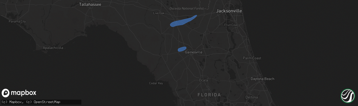 Hail map in Newberry, FL on April 3, 2024