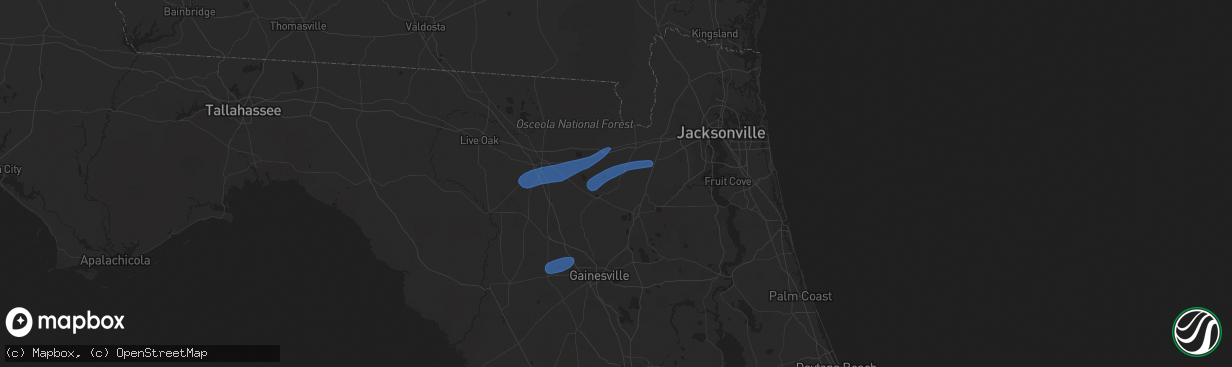 Hail map in Raiford, FL on April 3, 2024