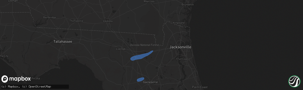 Hail map in Sanderson, FL on April 3, 2024