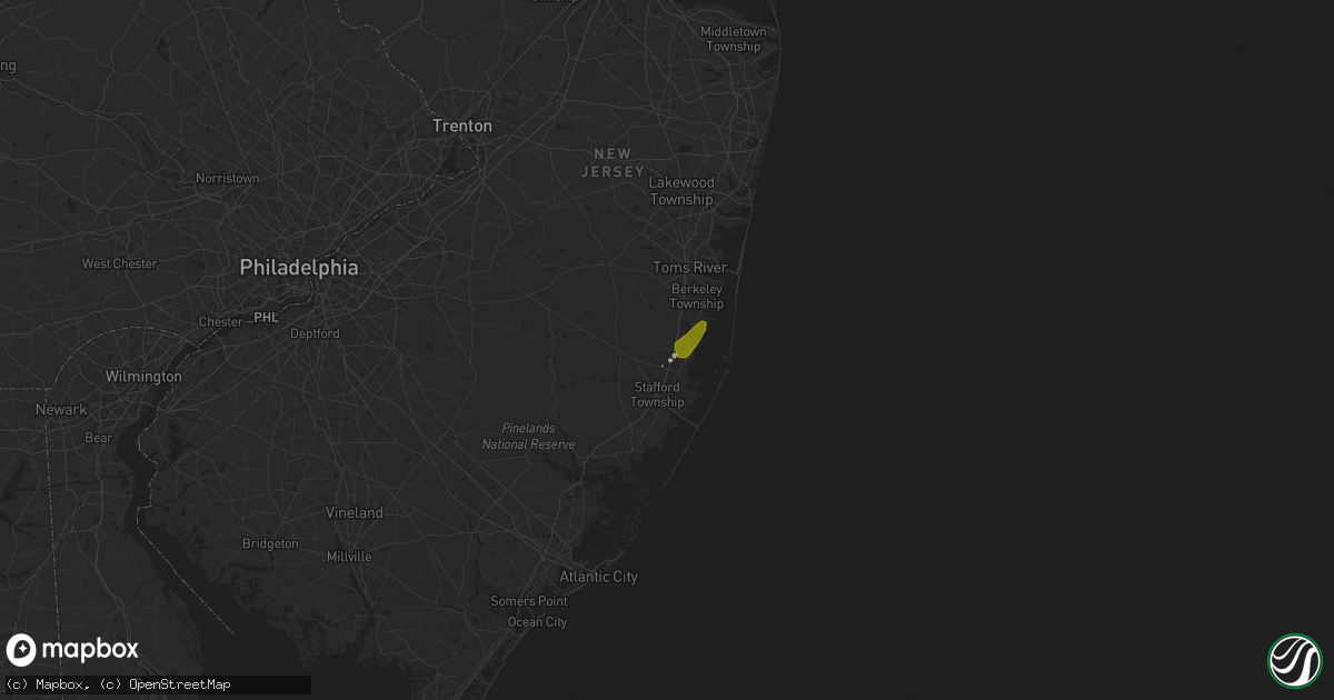 Hail map in Waretown, NJ on April 3, 2024