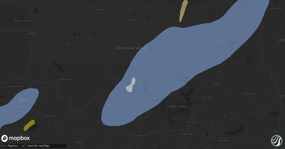 Hail map in Ardmore, OK on April 3, 2025