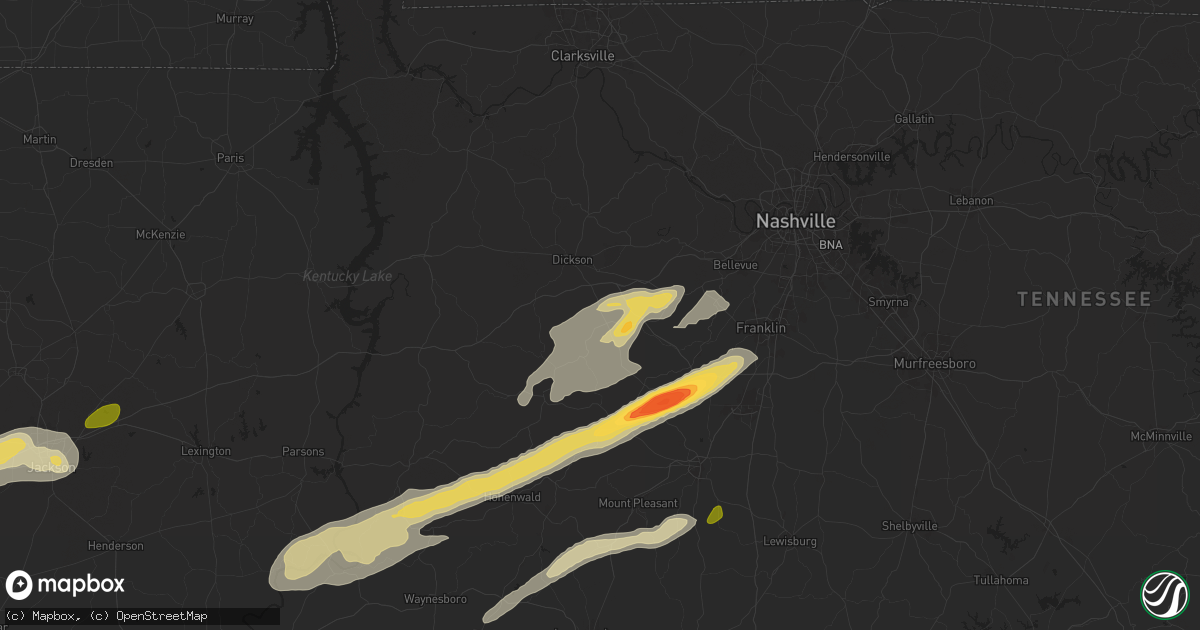 Hail map in Bon Aqua, TN on April 3, 2025