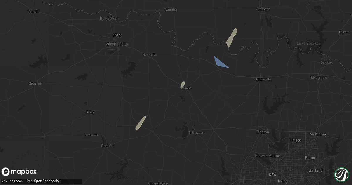 Hail map in Bowie, TX on April 3, 2025