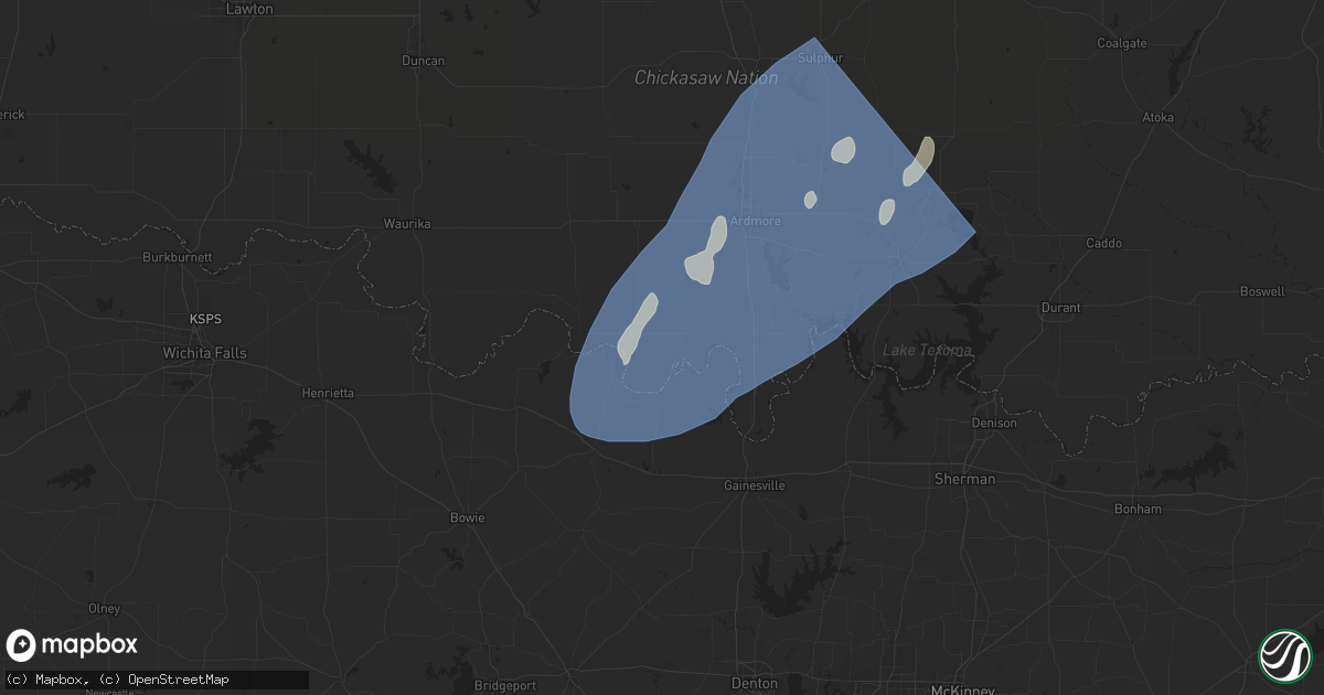 Hail map in Burneyville, OK on April 3, 2025