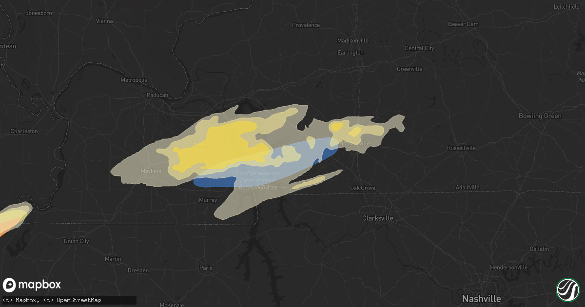 Hail map in Cadiz, KY on April 3, 2025