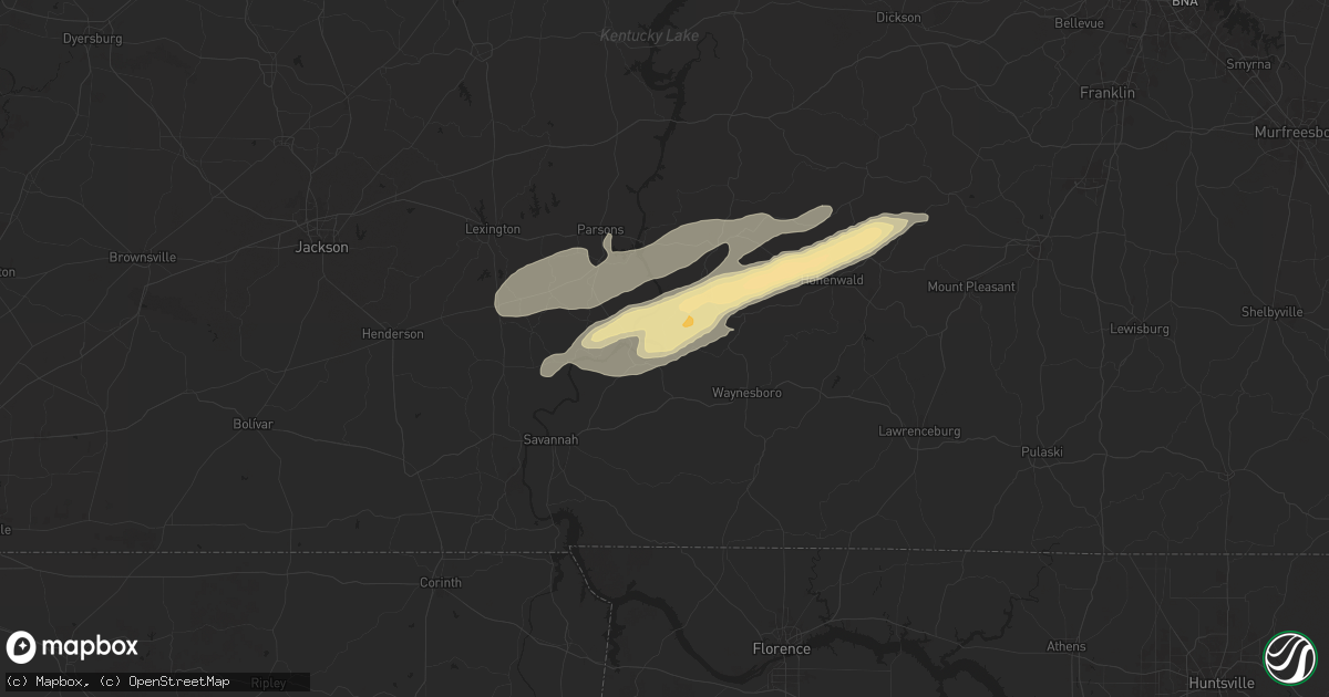 Hail map in Clifton, TN on April 3, 2025