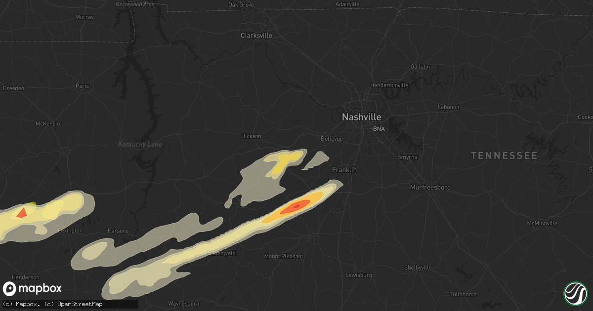 Hail map in Fairview, TN on April 3, 2025