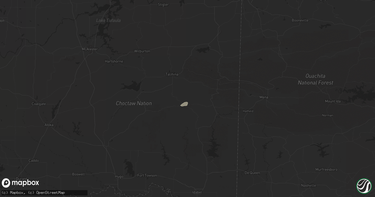 Hail map in Honobia, OK on April 3, 2025
