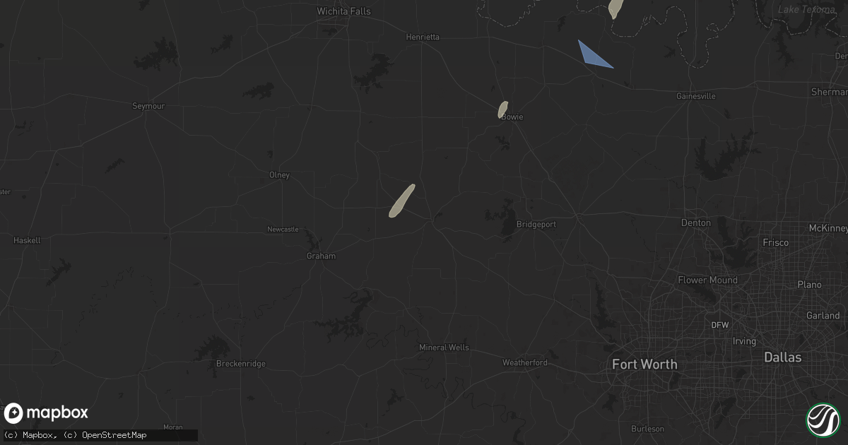 Hail map in Jacksboro, TX on April 3, 2025