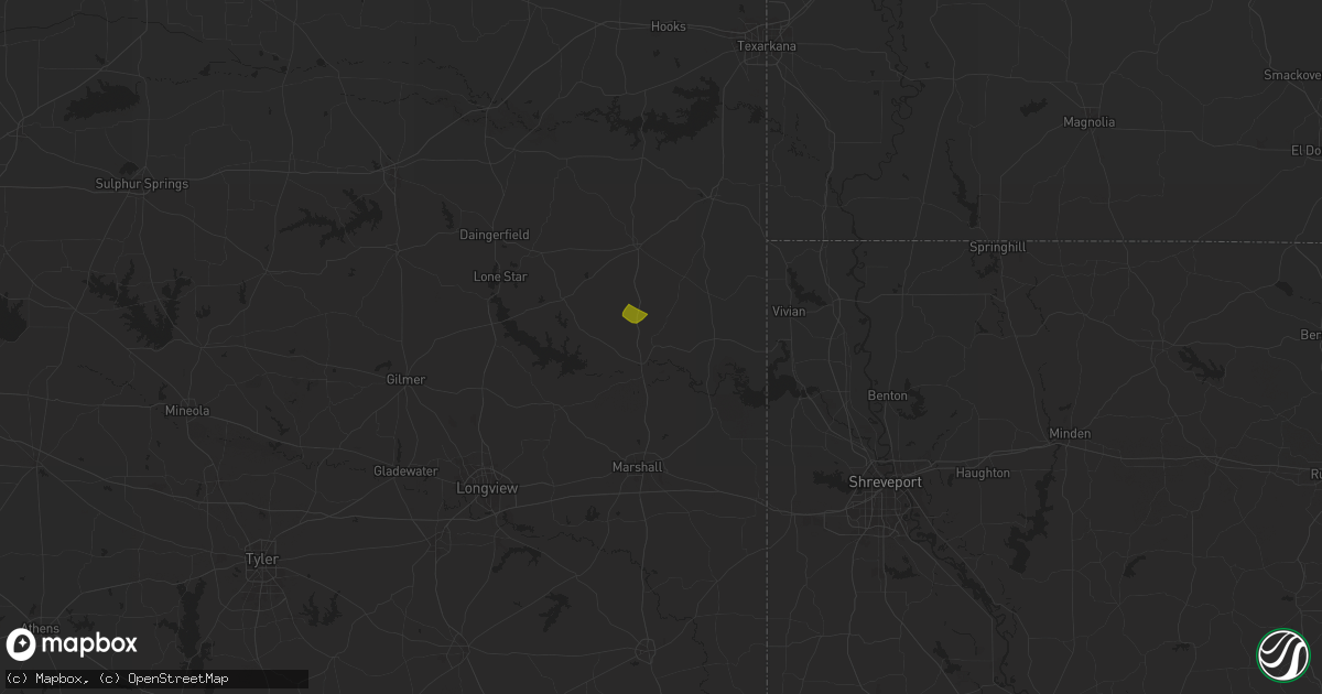 Hail map in Jefferson, TX on April 3, 2025