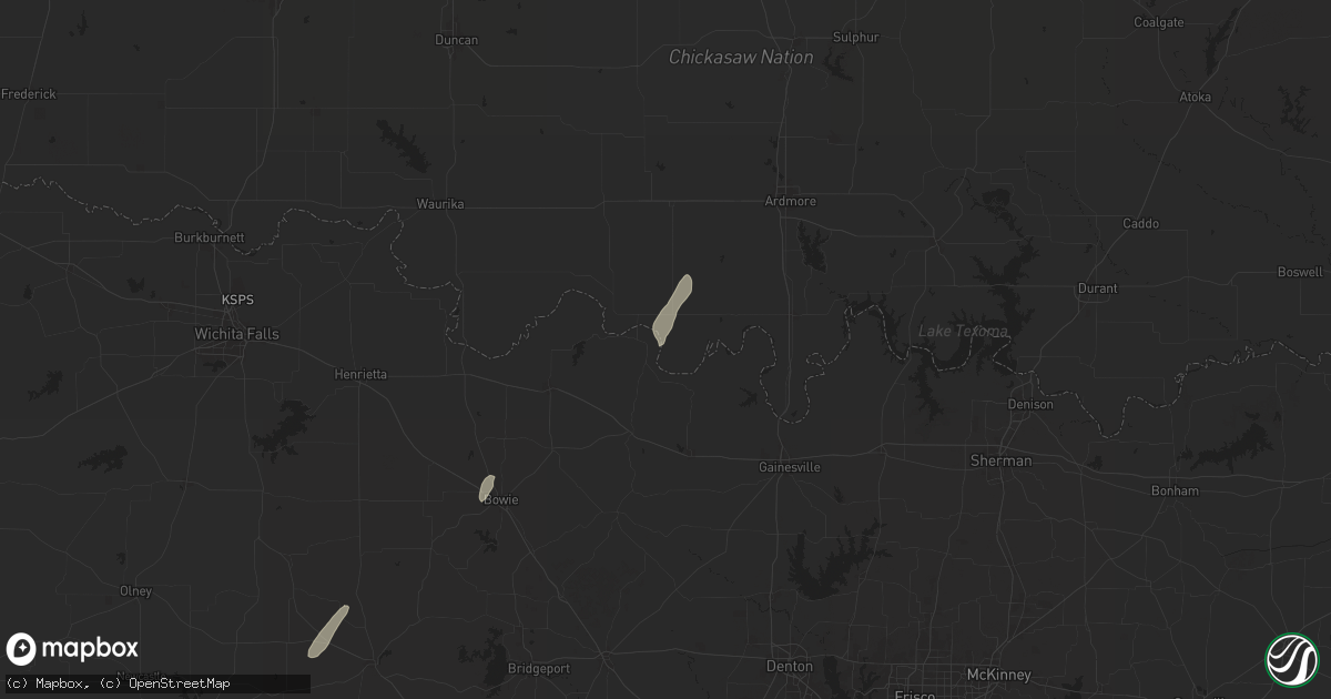 Hail map in Leon, OK on April 3, 2025