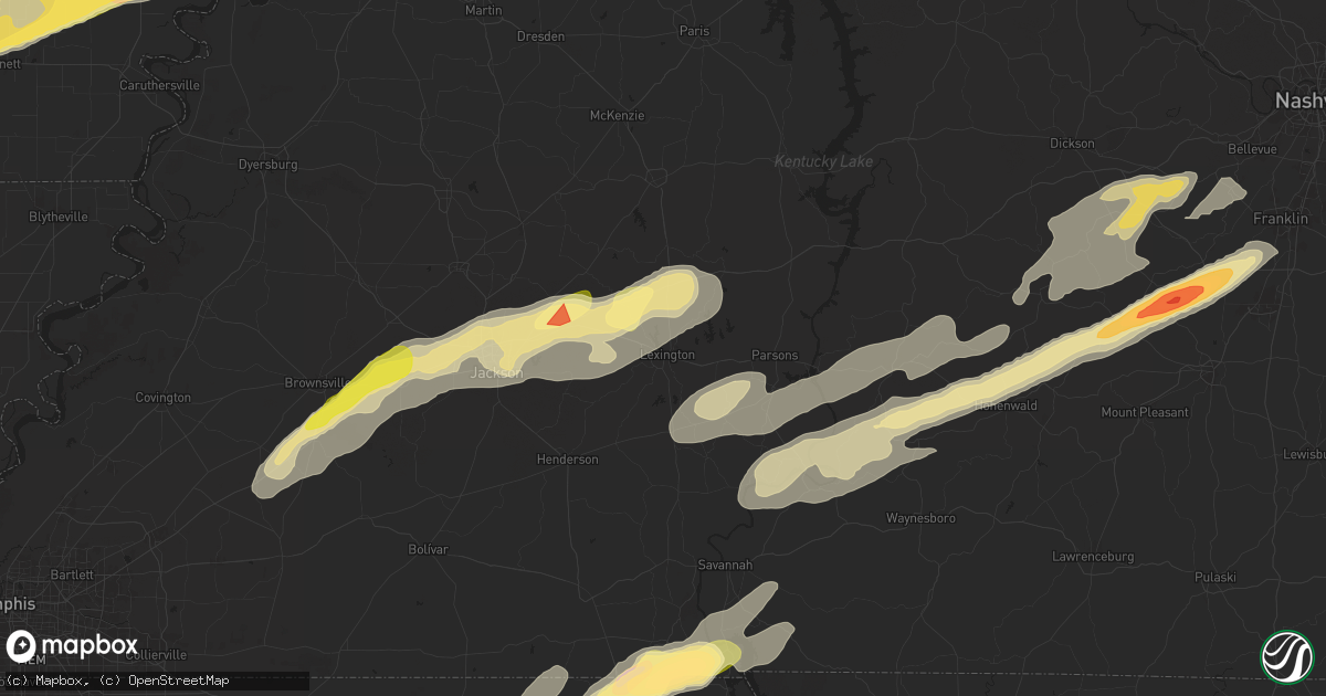 Hail map in Lexington, TN on April 3, 2025